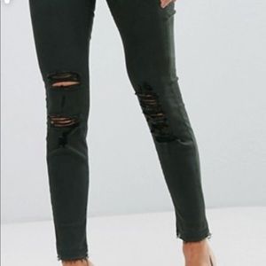 J Brand hunter green, size 27, distressed jean.